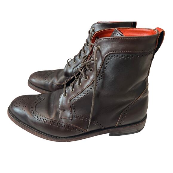Allen Edmonds 9.5 EEE DALTON Brown Chocolate Wingtip Boots 9.5 3E - Picture 3 of 9